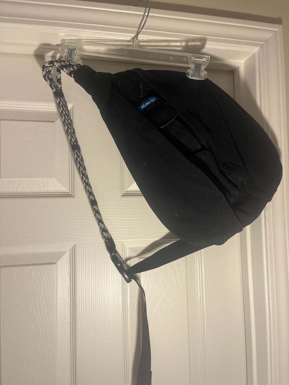KAVU Rope Bag Black Canvas Sling Backpack